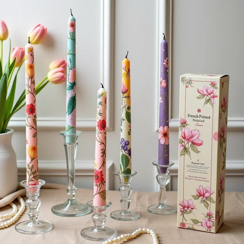 bougies à poteau imprimées à la main pour mariage décoration minimaliste