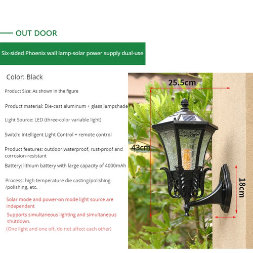 applique murale solaire étanche antirouille rétro europe pour jardin - vue 13 sur 12