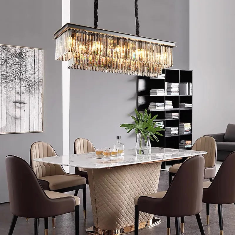 Lustre en cristal LED moderne américain salon salle à manger Villa suspension chambre plafond suspension lampe décor à la maison Lustre - vue 4 sur 21