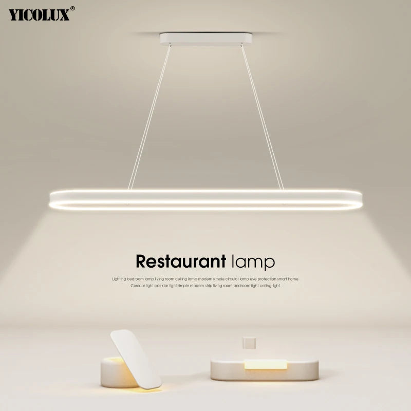 lustre Simple blanc Long moderne LED salon salle à manger chambre Hall décor appareil ménager éclairage intérieur