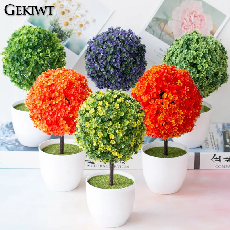 arbre artificiel bonsaï avec fleurs pour décoration intérieure - vue 2 sur 11