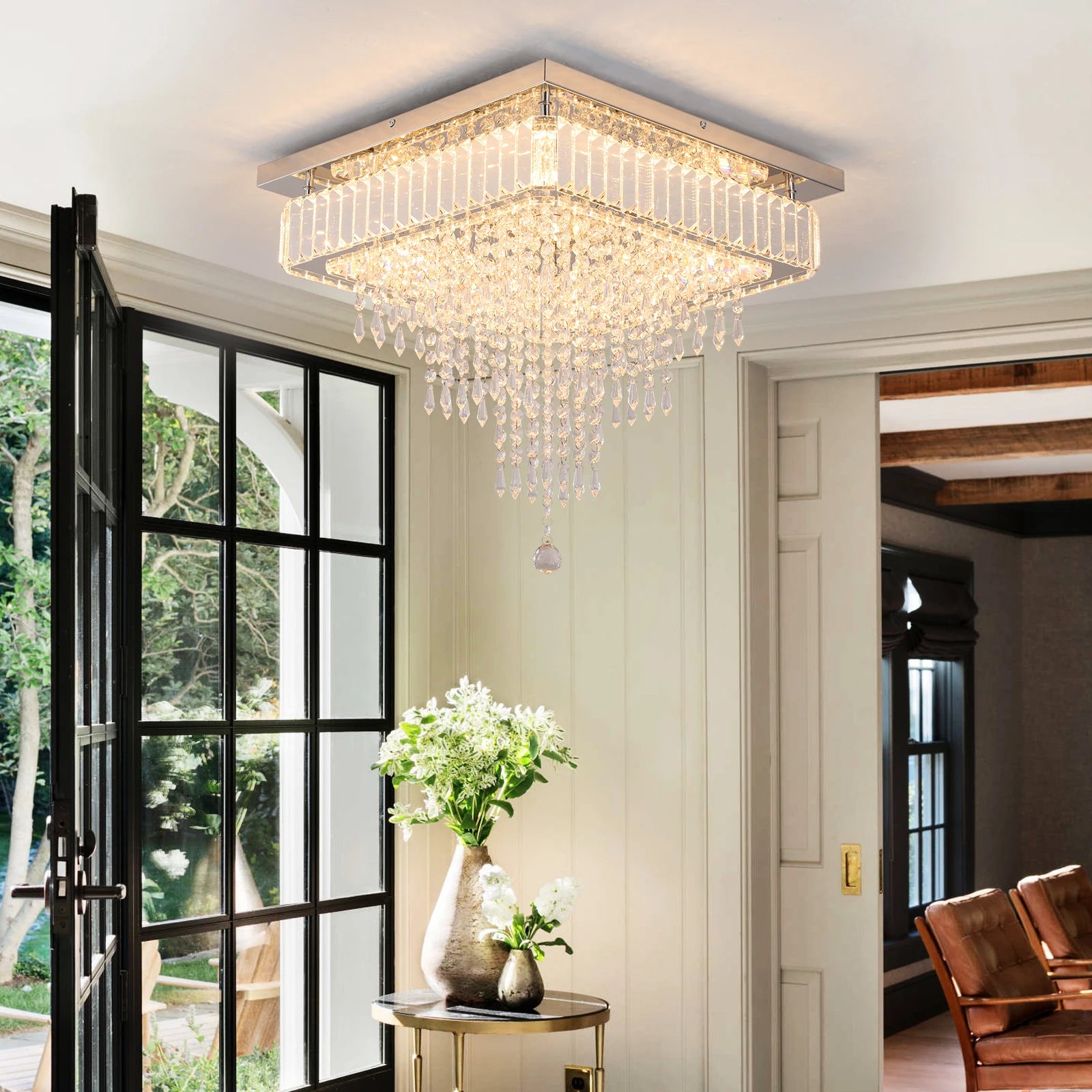 plafonnier Moderne K9 cristal LED carré décor à la maison éclairage salon salle à manger - vue 10 sur 12