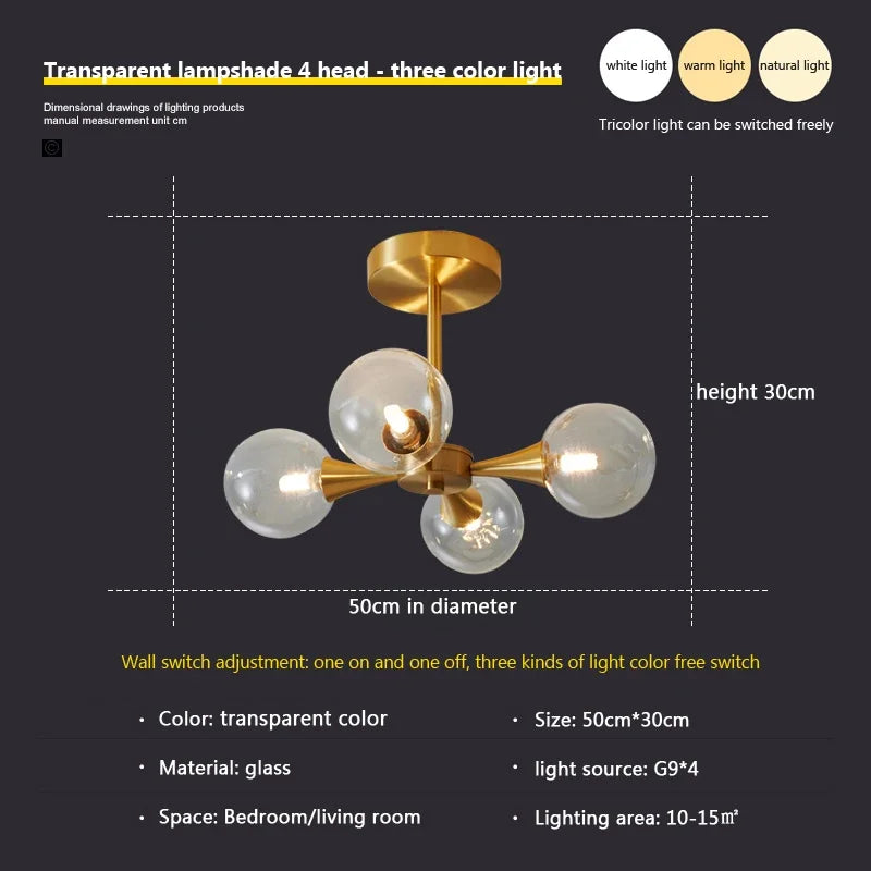 lustre nordique en verre blanc pour éclairage intérieur - vue 8 sur 23