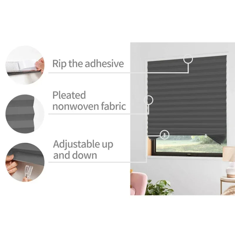 Store plissé autocollant semi occultant pour fenêtre - vue 5 sur 16