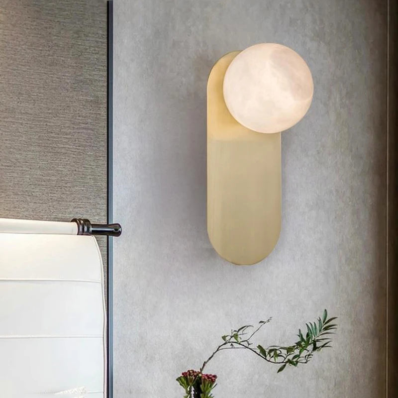 applique murale nordique de luxe en cuivre et marbre pour hôtel