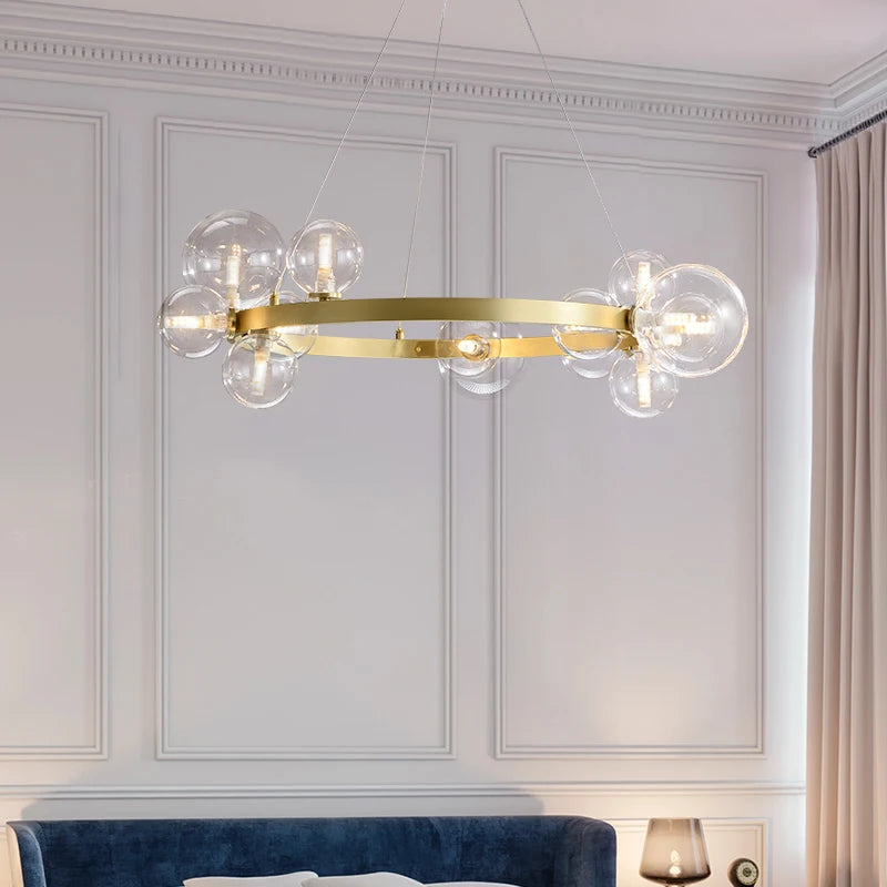 Clear White Glass Ball Pendant Light Parlor Restaurant Bedroom Hanging Lamp Cord Adjustable Include G9 Bulb Good Packaging - vue 3 sur 17
