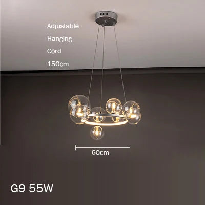 lustre en verre au design moderne avec bulles artistiques - vue 15 sur 18