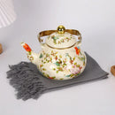 Bouilloire email vintage florale poignée dorée 1 5l