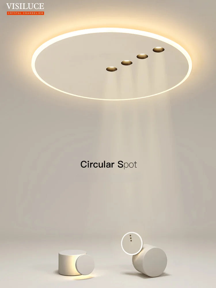 plafonnier led rond minimaliste à intensité variable pour intérieur - vue 9 sur 8