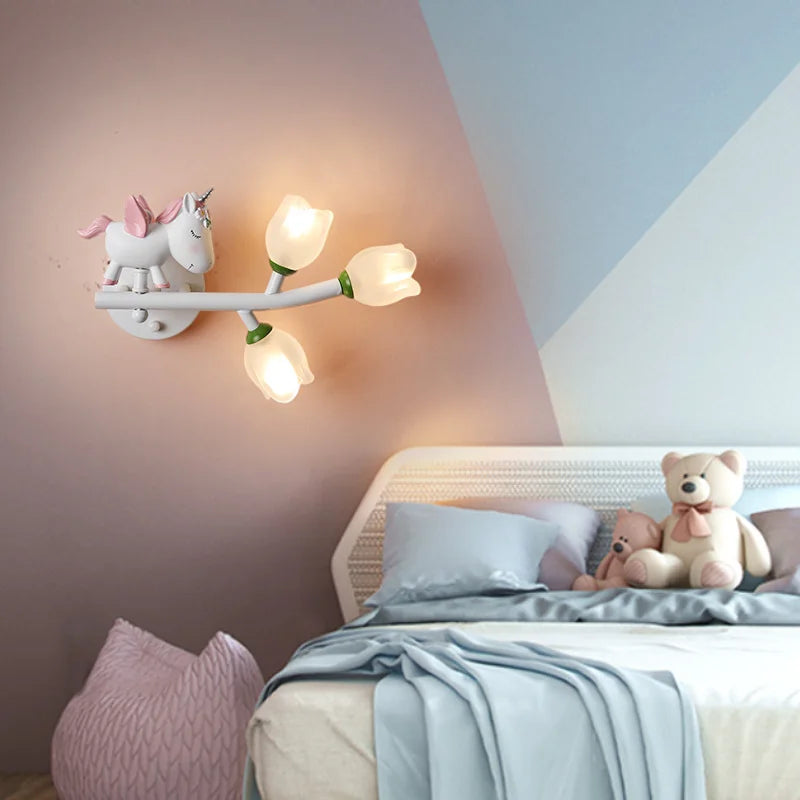 applique murale led g4 fille lapin fleur pour enfants - vue 3 sur 22