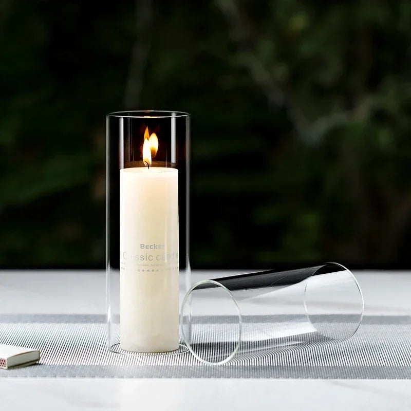 bougeoir en verre pour bougies pilier et coniques décoration intérieure - vue 7 sur 12