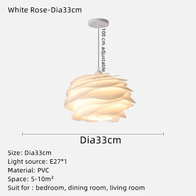 lustre design danois romantique acrylique pétale éclairage white rose - vue 9 sur 8