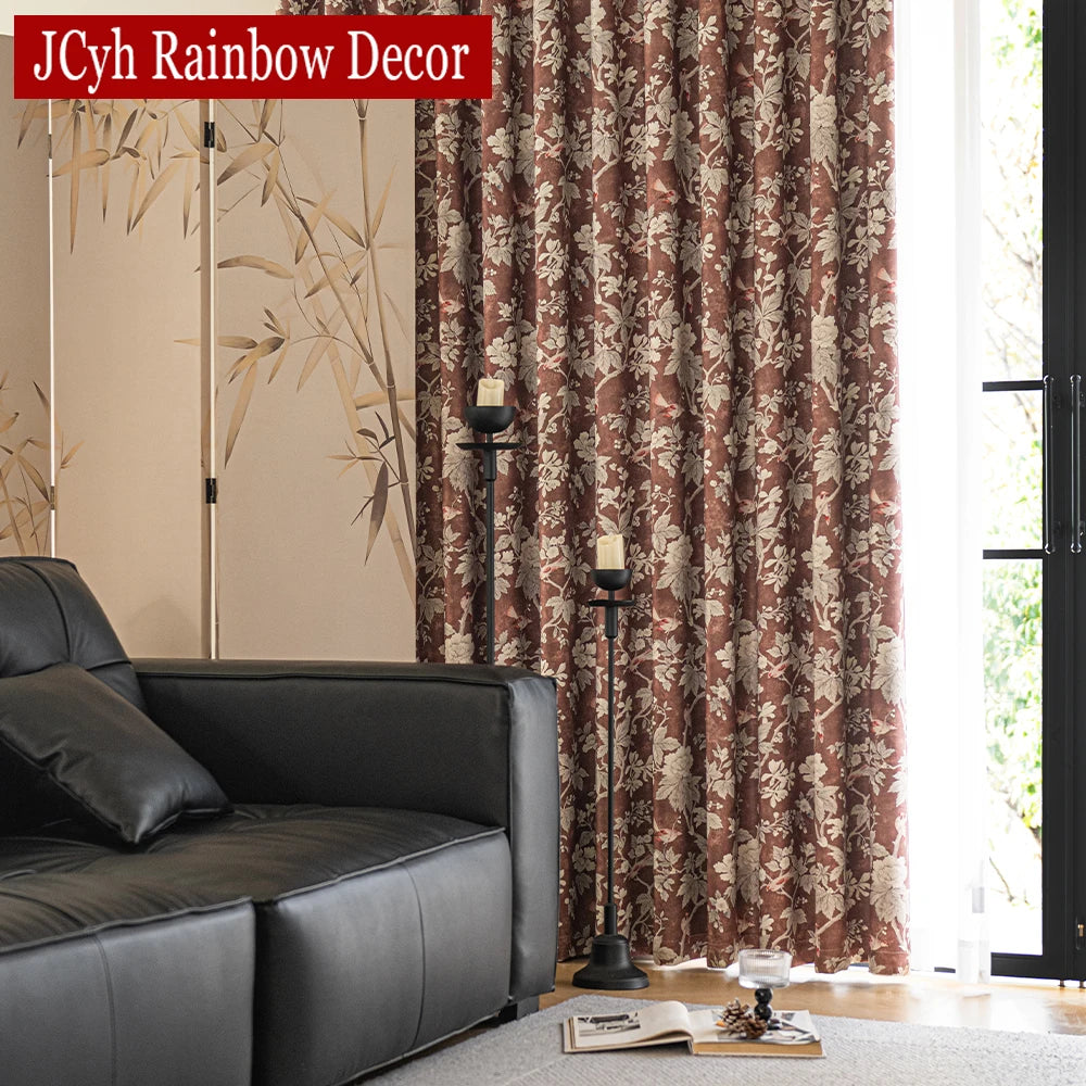 Rideau occultant motif oiseaux style nature chambre salon - vue 3 sur 8