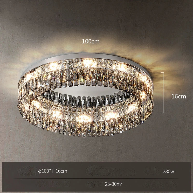 plafonnier led carré rectangulaire en cristal doré intensité variable - vue 9 sur 18