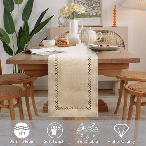 Chemin de table lin ajoure style moderne - vue 6 sur 13