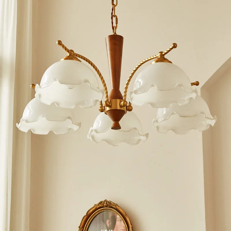 lustre vintage médiéval romantique en bois massif style japonais rétro - vue 4 sur 8