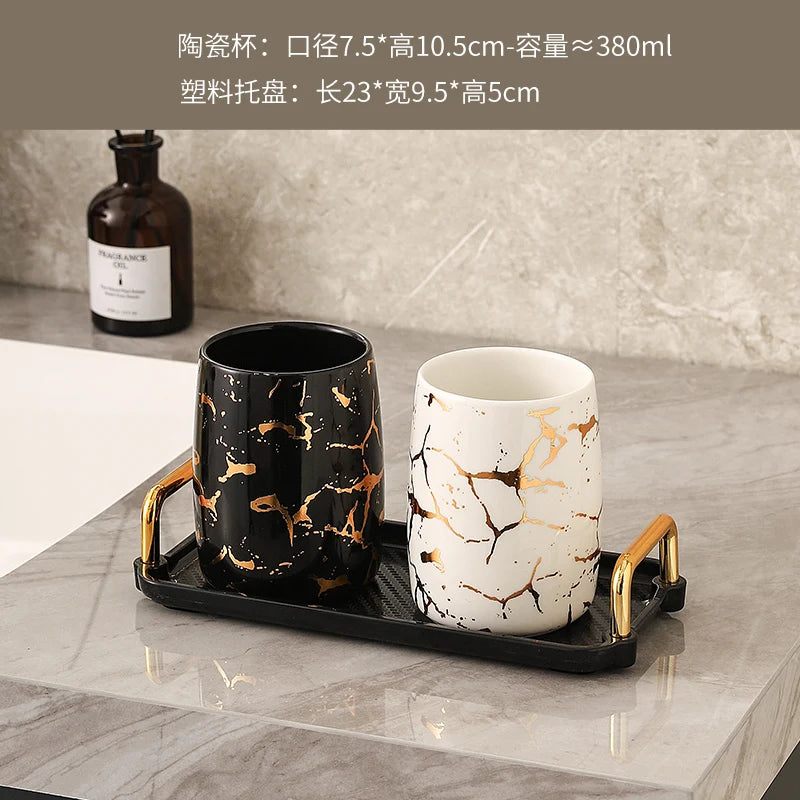 tasse en céramique marbrée haut de gamme pour couples décorative - vue 14 sur 26