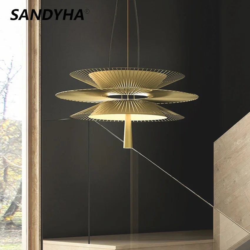 lustre de luxe sandyha led en métal lampe suspendue décorative - vue 4 sur 15