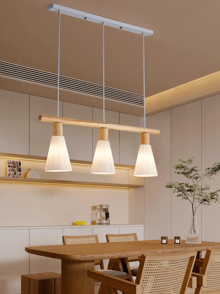 lustre nordique en bois et verre pour éclairage intérieur - vue 4 sur 8