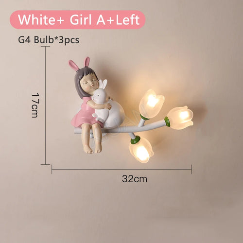 applique murale led g4 fille lapin fleur pour enfants - vue 23 sur 22