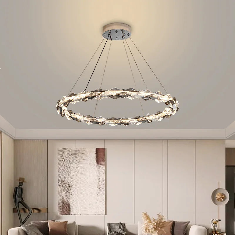 lustre led moderne en cristal de luxe décoratif - vue 6 sur 12