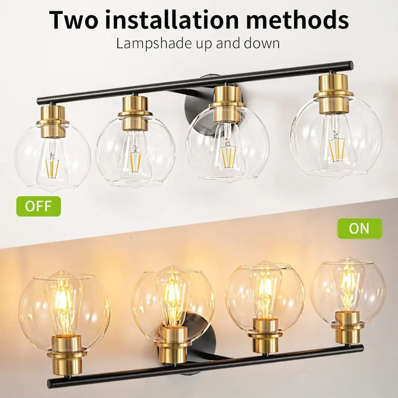 applique murale miroir salle de bains luminaires industrielle vanité luminaire avec abat-jour en verre