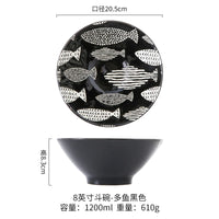 Bol ramen japonais floral ceramique capacite 1 2l