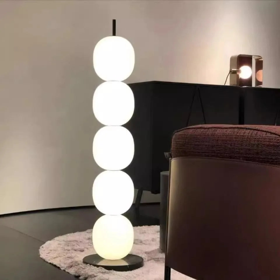 Mainkai lampadaire Nordic Gourde String Lampadaire pour Salon Chambre Étude Abat-Jour en Verre Blanc Lampadaire Design - vue 2 sur 8