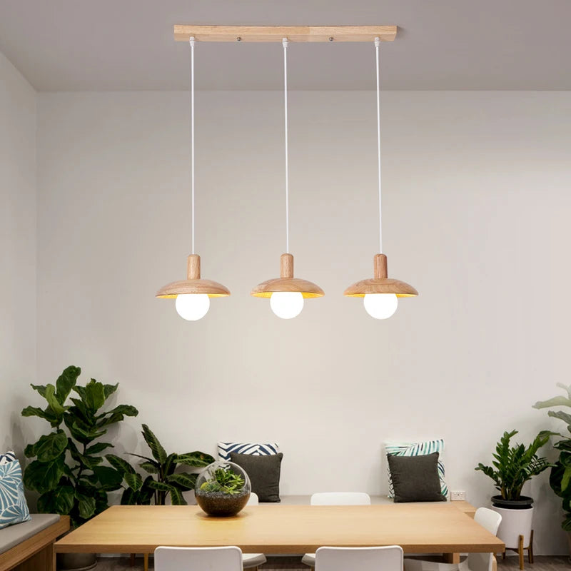 lustre led rondins frais style nordique créatif bois art - vue 6 sur 10