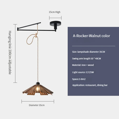 suspension en bois rétractable à bascule luminaire décoratif d'intérieur - vue 19 sur 18