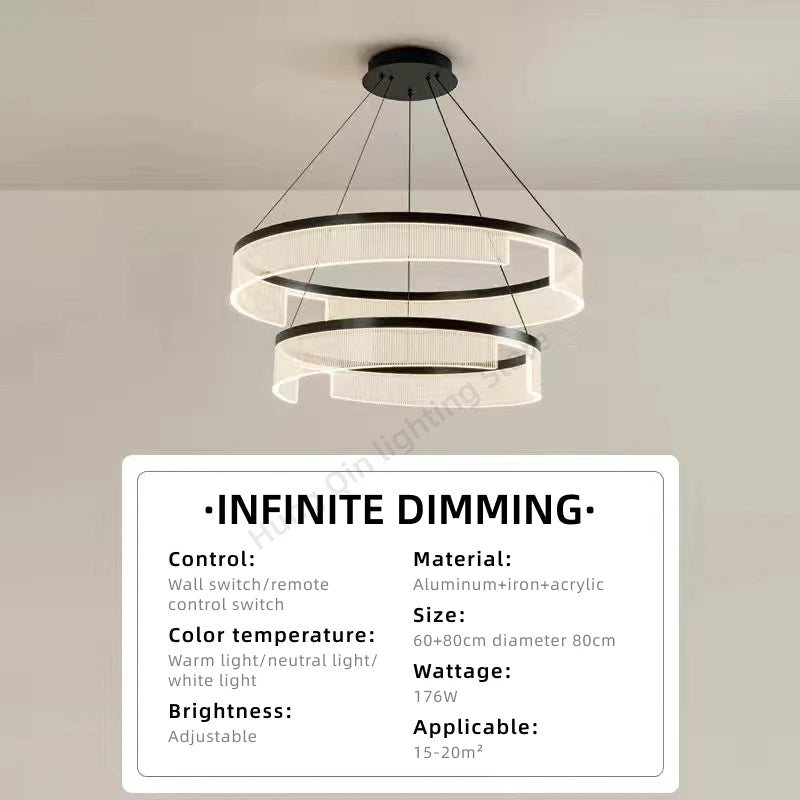 Circular Acrylic Living Room Pendant Light, Pendant Lamp Chandelier, Hanging Light Fittings, Hanging Light Pendant Lamp - vue 8 sur 10