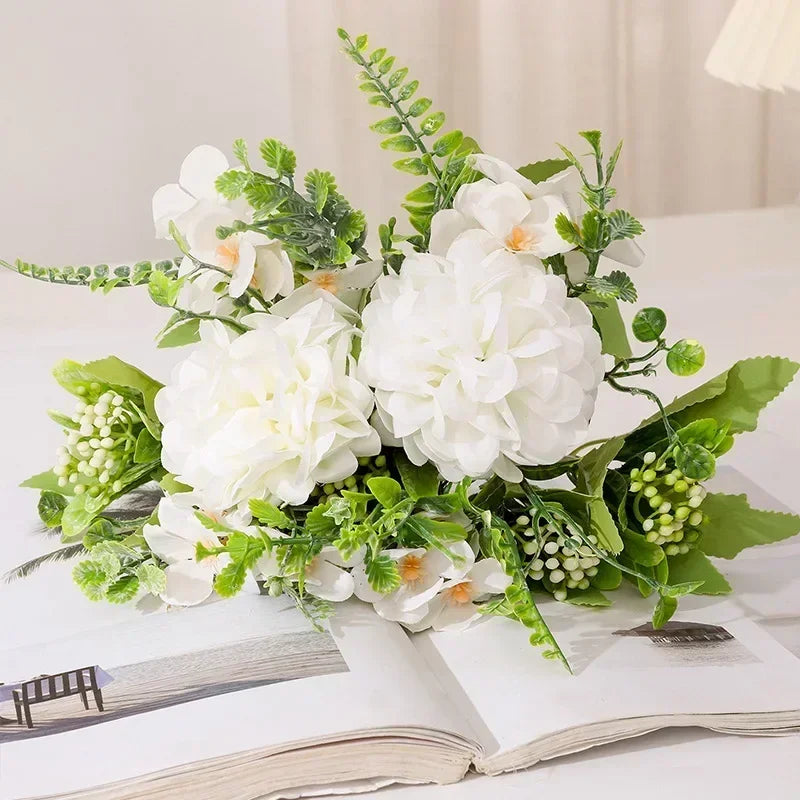 bouquet de chrysanthèmes en soie pour décoration de jardin - vue 7 sur 13