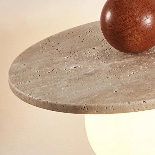 lustre rond en pierre et bois pour diverses utilisations
