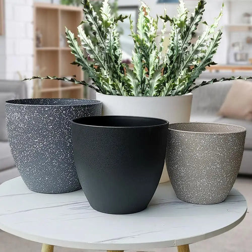 pot de fleurs tendance en plastique imitation pierre pour bonsaï et balcon