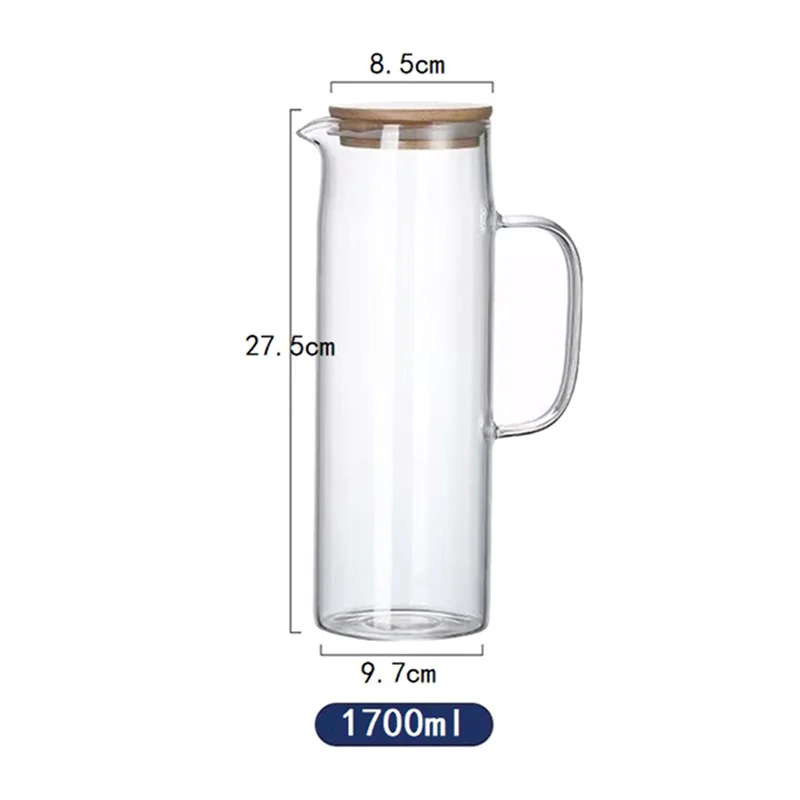 Pichet a eau verre couvercle bambou poignée 17l