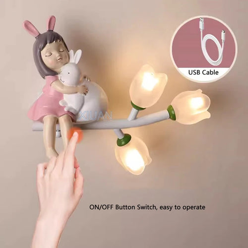 applique murale rechargeable en résine pour chambre d'enfant décorative - vue 5 sur 22