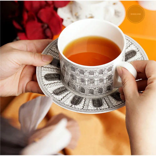 Tasse ceramique motif animal style europeen porcelaine doree