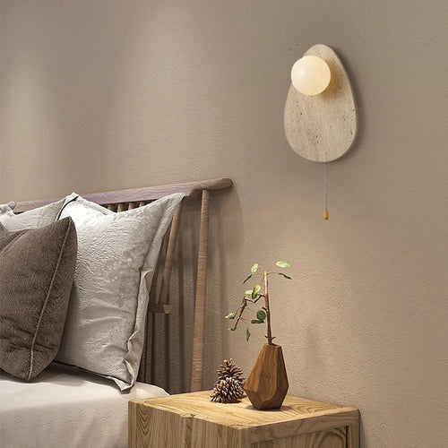 applique murale vintage en pierre naturelle avec abat-jour en verre - vue 3 sur 7