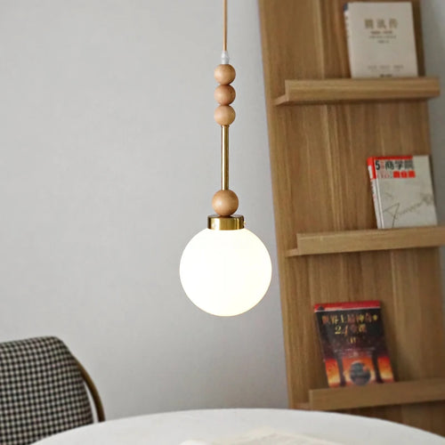 suspension vintage en verre et bois led