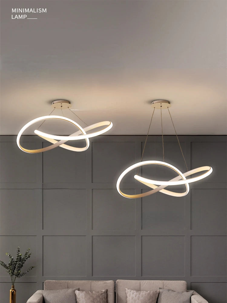 suspension LED torsadée design nordique intensité variable - vue 5 sur 8