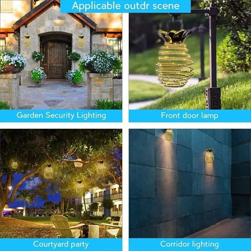 lampe solaire portable ananas 24 led décoration extérieure étanche - vue 9 sur 9