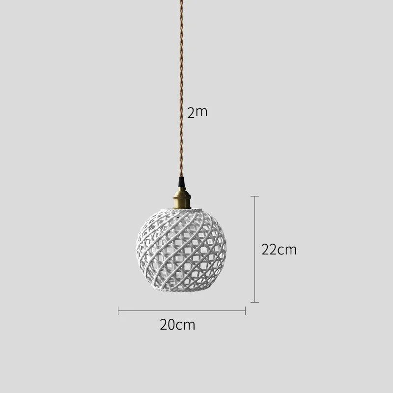 suspension LED blanc en céramique luminaires maison éclairage intérieur chambre salon à côté nordique moderne cuivre suspension lampe - vue 14 sur 23