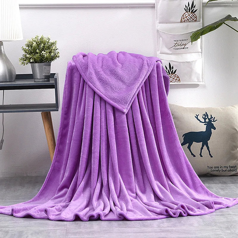Plaid flanelle polaire corail doux chaud canapé lit - vue 10 sur 14