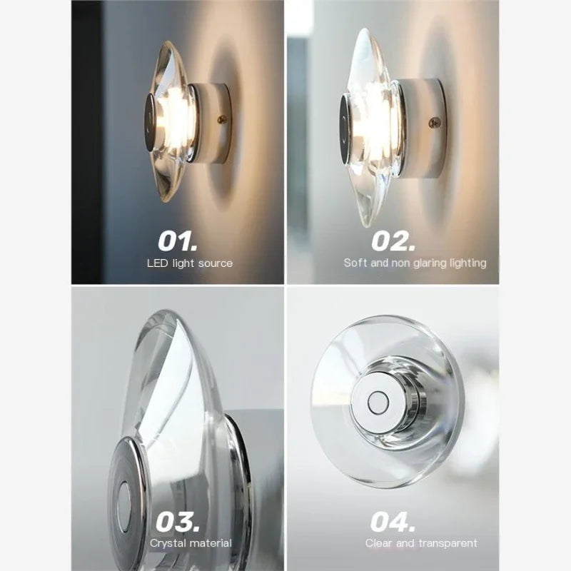 lampe de chevet en cristal italien pour décoration intérieure élégante - vue 7 sur 8