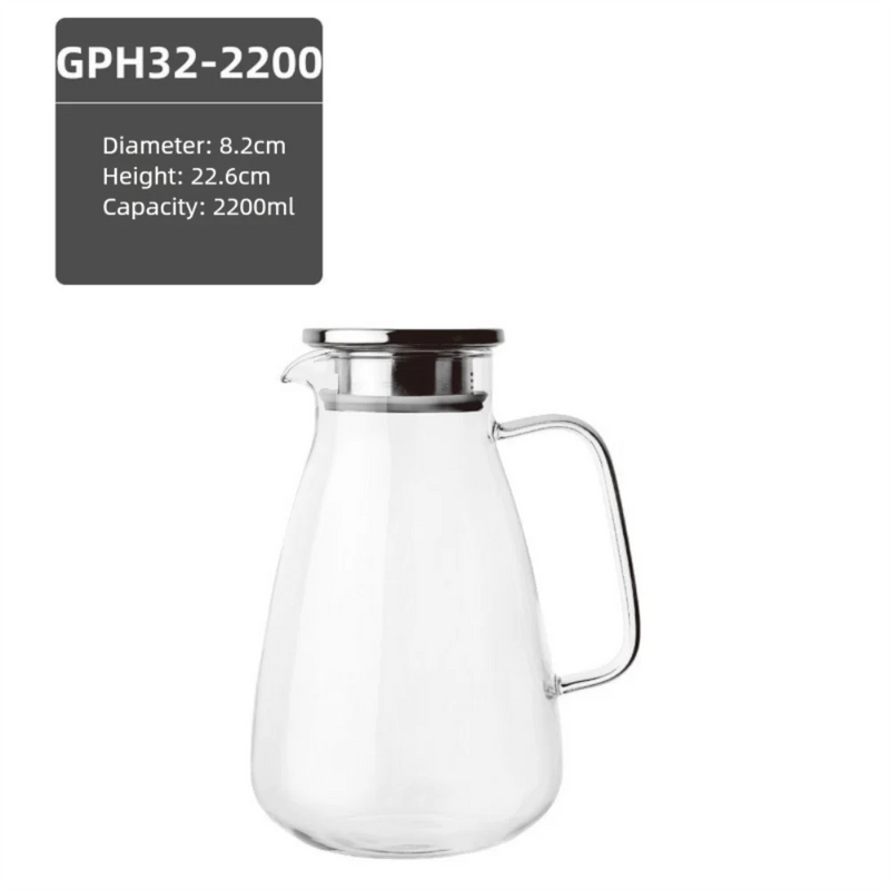 carafe en verre borosilicate 2600 ml avec couvercle