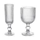 Ensemble verres vin rayés tige courte large ouverture