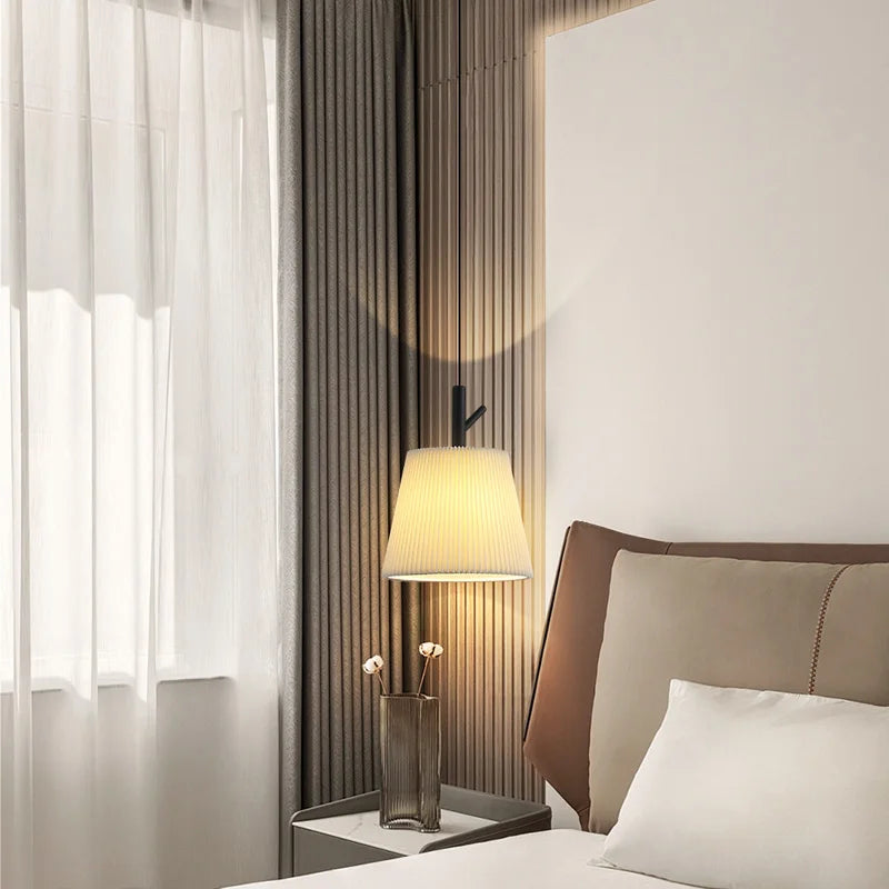 lustre en tissu plissé pour décoration intérieure moderne - vue 3 sur 8