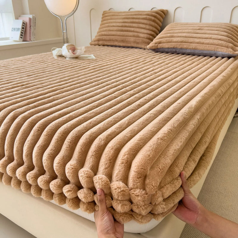 housse de matelas en velours chaud pour hiver doux et épais