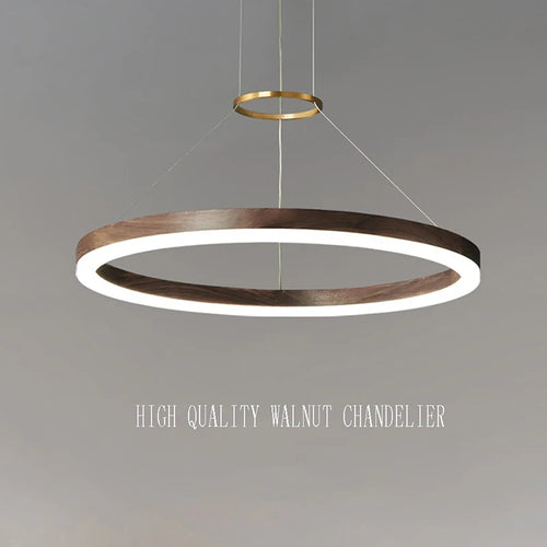 lustre moderne en bois massif avec lumières led