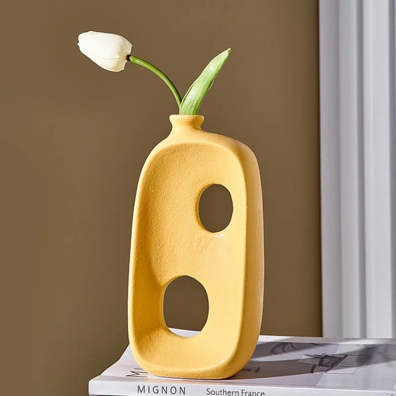 vase ajouré en céramique pour fleurs sèches et décoration intérieure - vue 4 sur 13